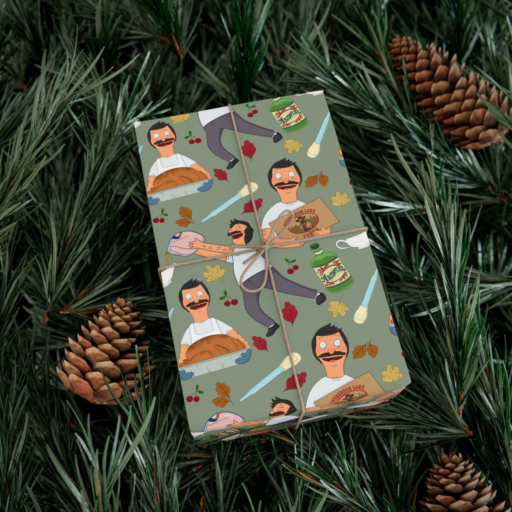 Bob's Burgers Inspired Gift Wrap Paper — Quirky Thanksgiving Bob Pattern