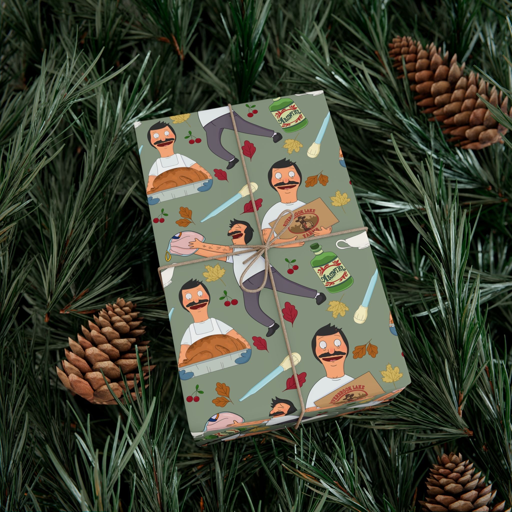 Bob's Burgers Inspired Gift Wrap Paper — Quirky Thanksgiving Bob Pattern