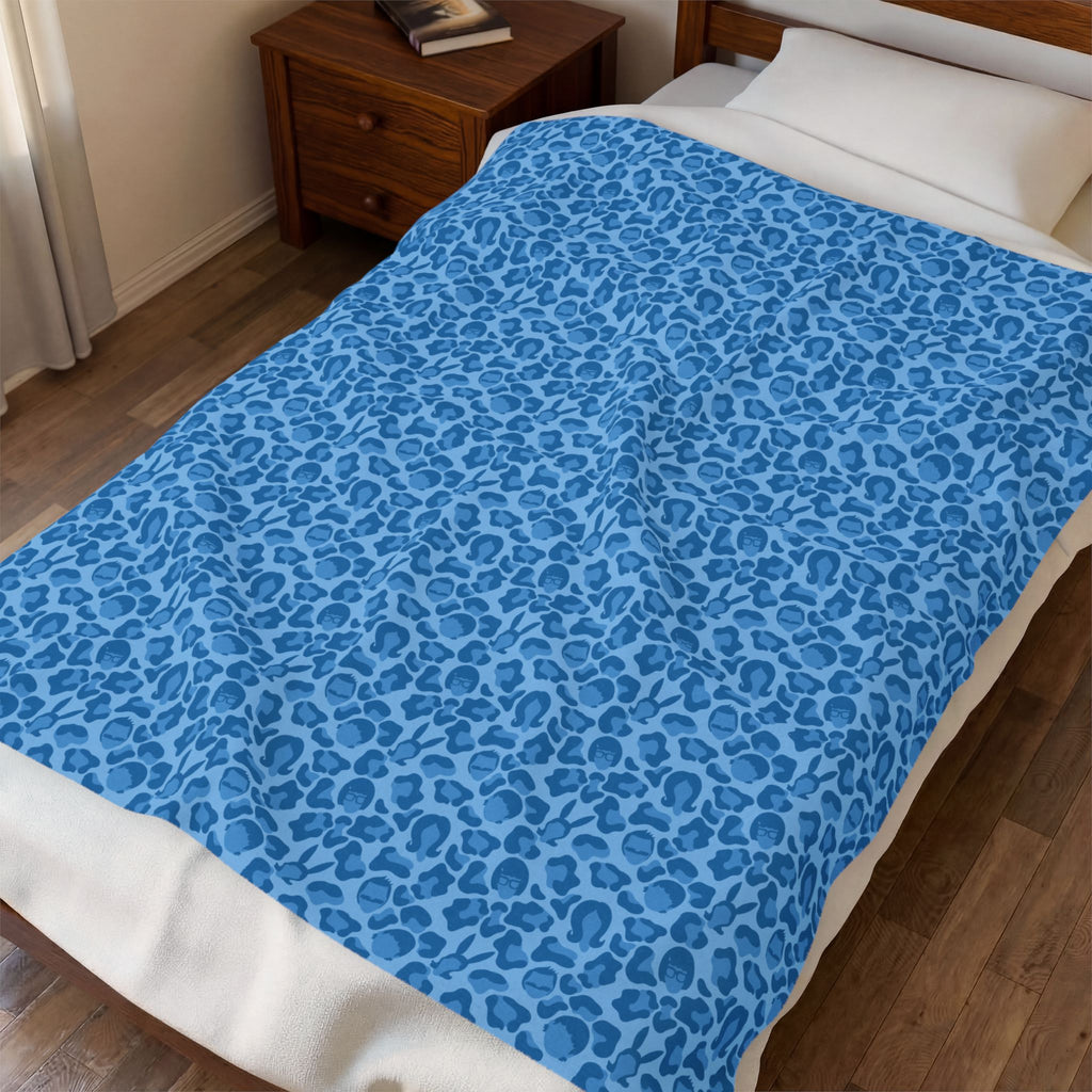 Blue Leopard Print Belchers Plush Blanket