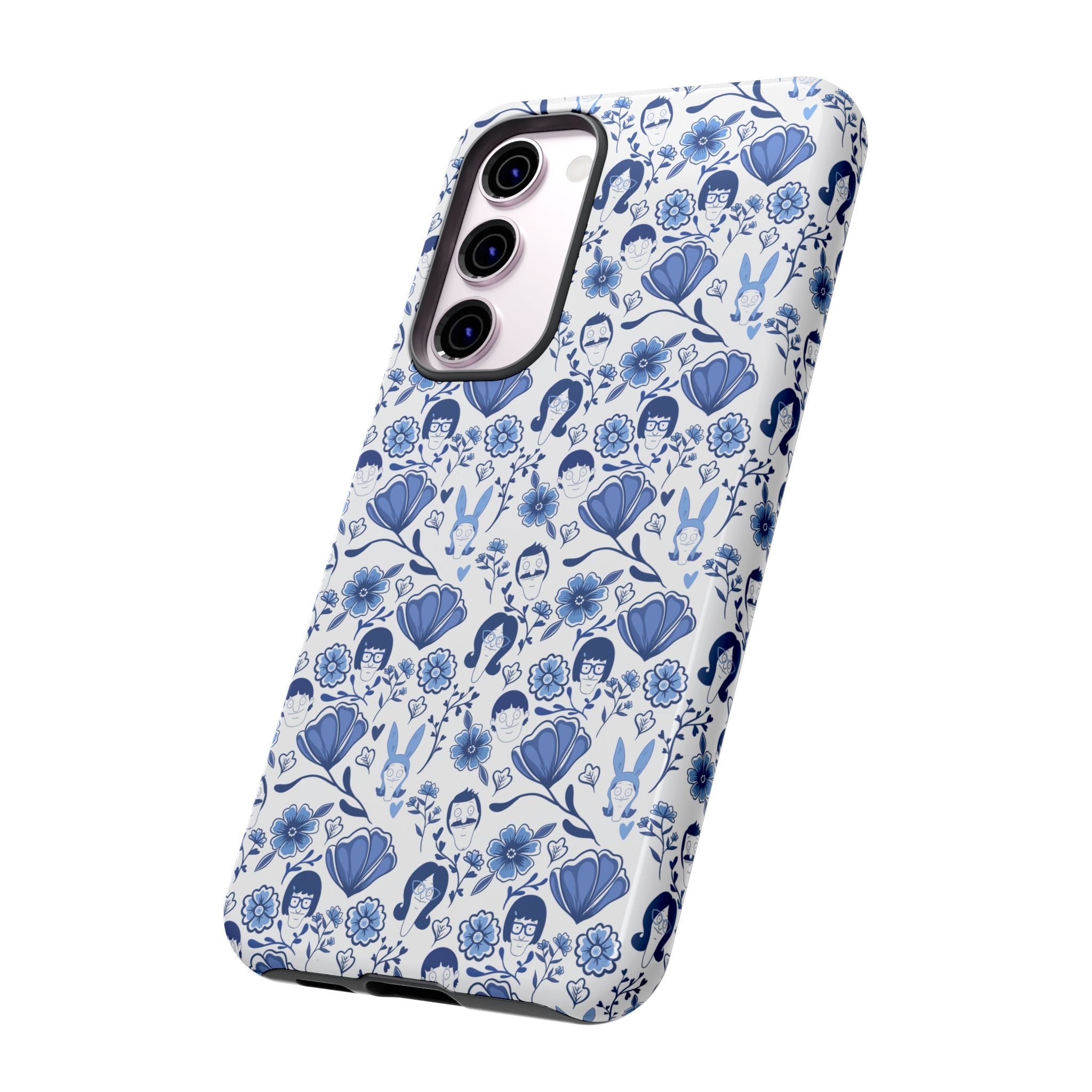 Bob's Burgers Inspired Blue Fine China Floral Tough Phone Case for iPhone, Google, and Samsung