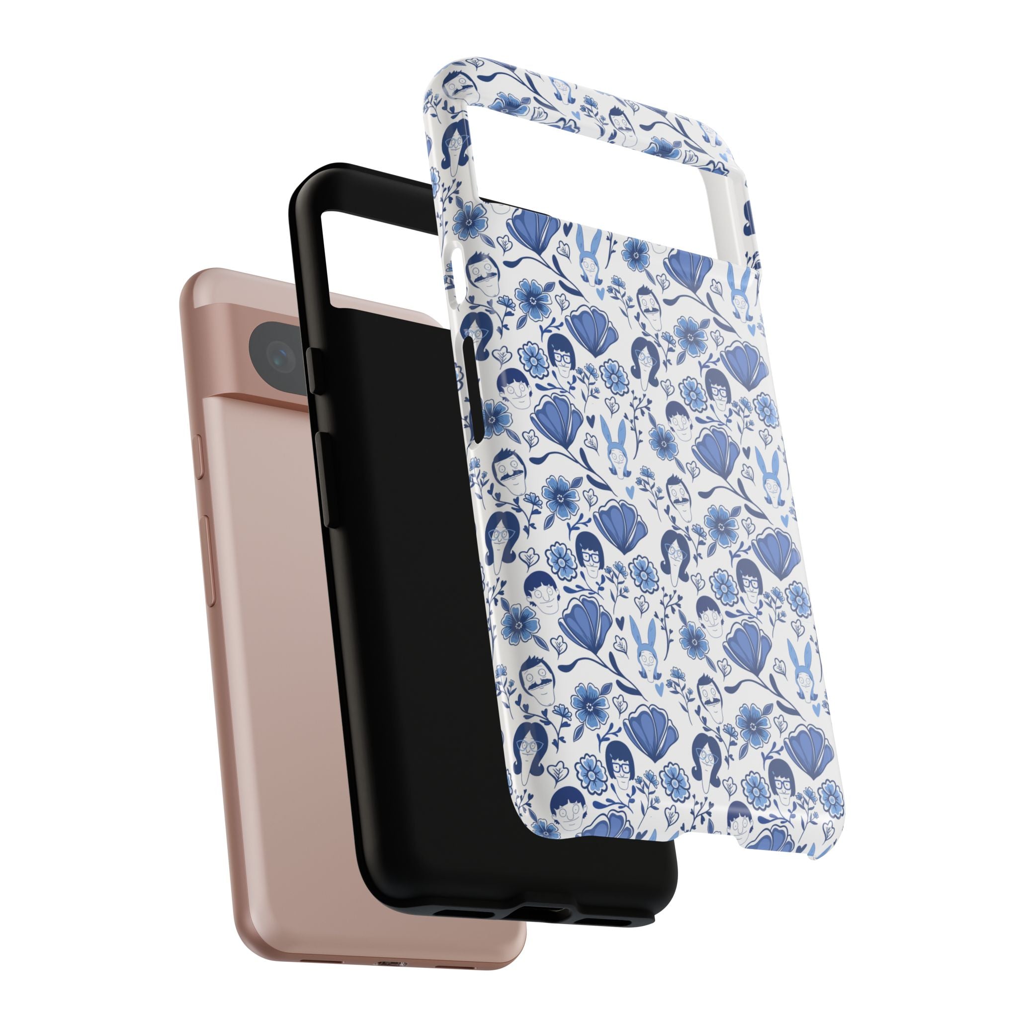 Bob's Burgers Inspired Blue Fine China Floral Tough Phone Case for iPhone, Google, and Samsung
