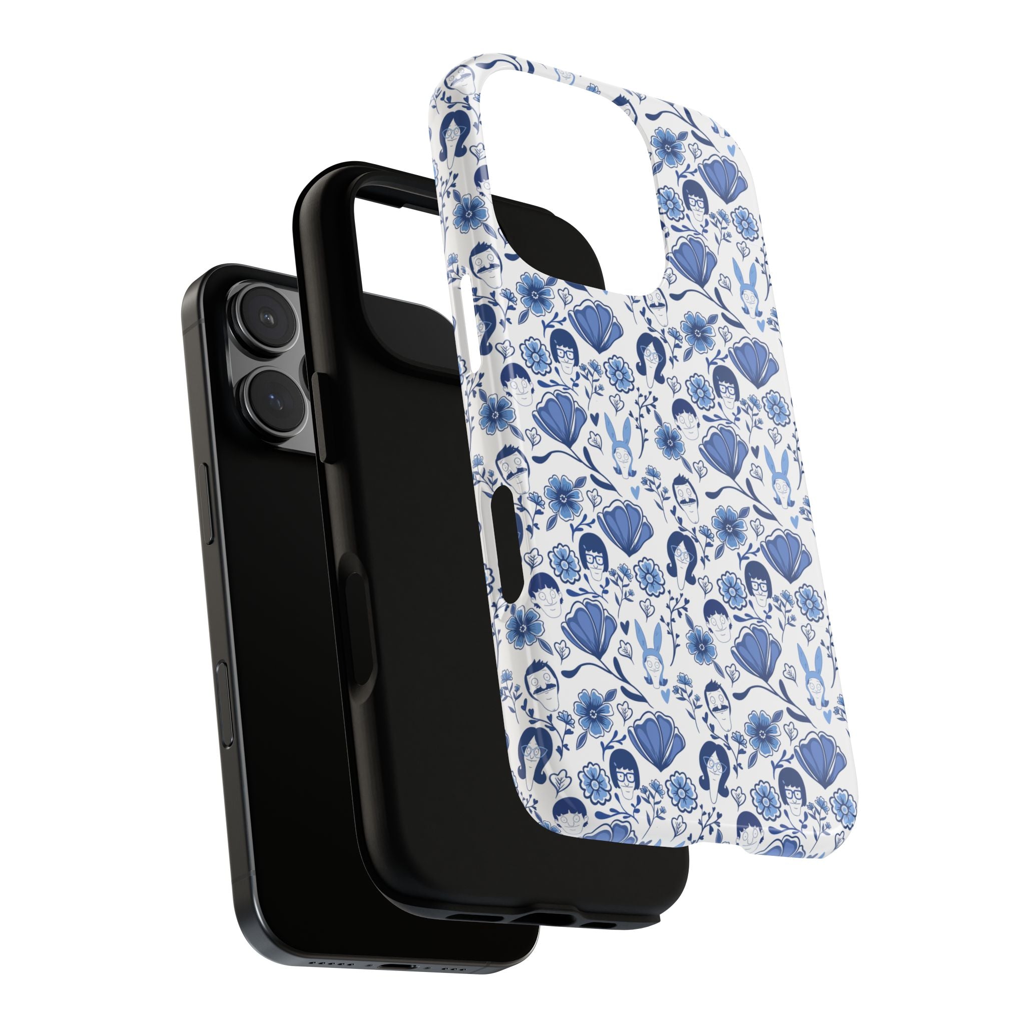 Bob's Burgers Inspired Blue Fine China Floral Tough Phone Case for iPhone, Google, and Samsung