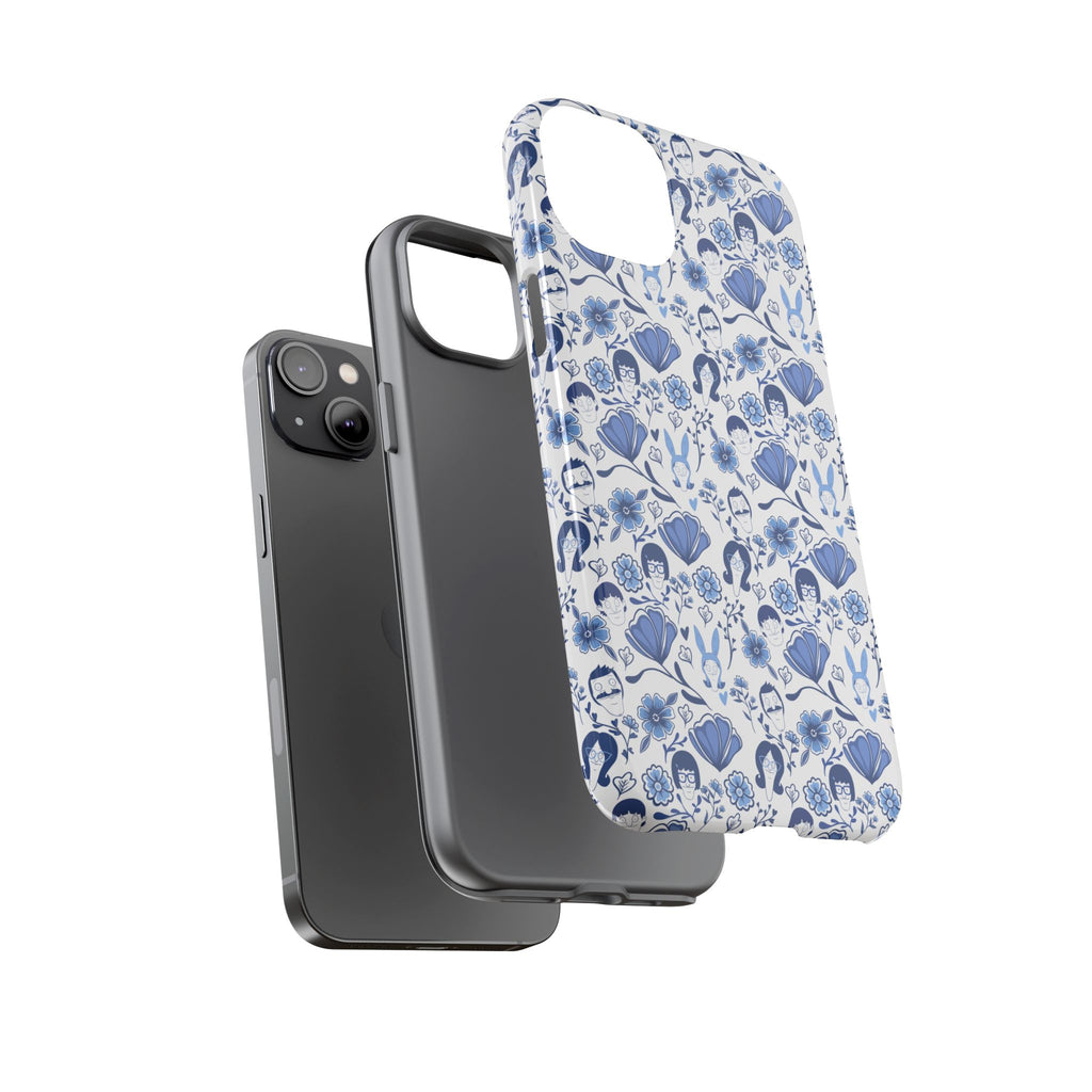 Bob's Burgers Inspired Blue Fine China Floral Tough Phone Case for iPhone, Google, and Samsung