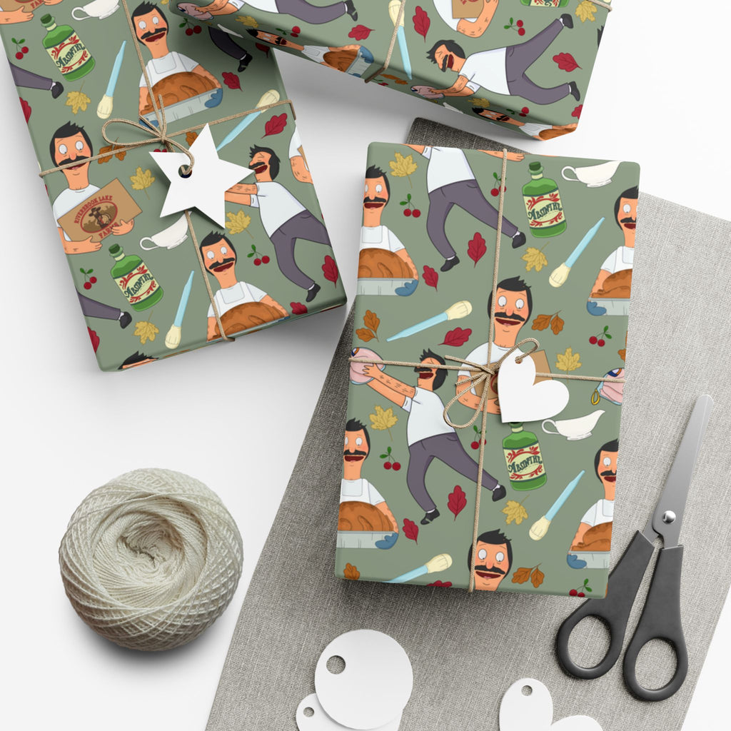 Bob's Burgers Inspired Gift Wrap Paper — Quirky Thanksgiving Bob Pattern
