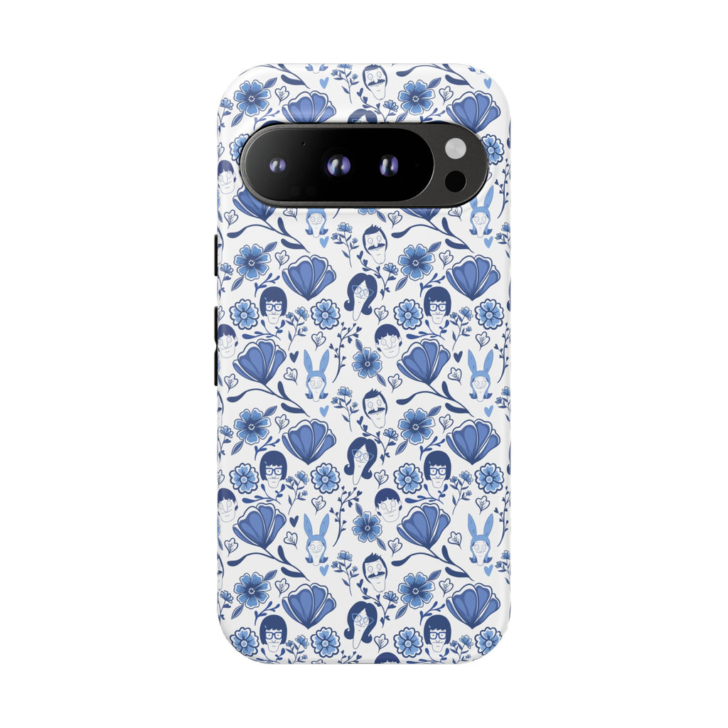 Bob's Burgers Inspired Blue Fine China Floral Tough Phone Case for iPhone, Google, and Samsung
