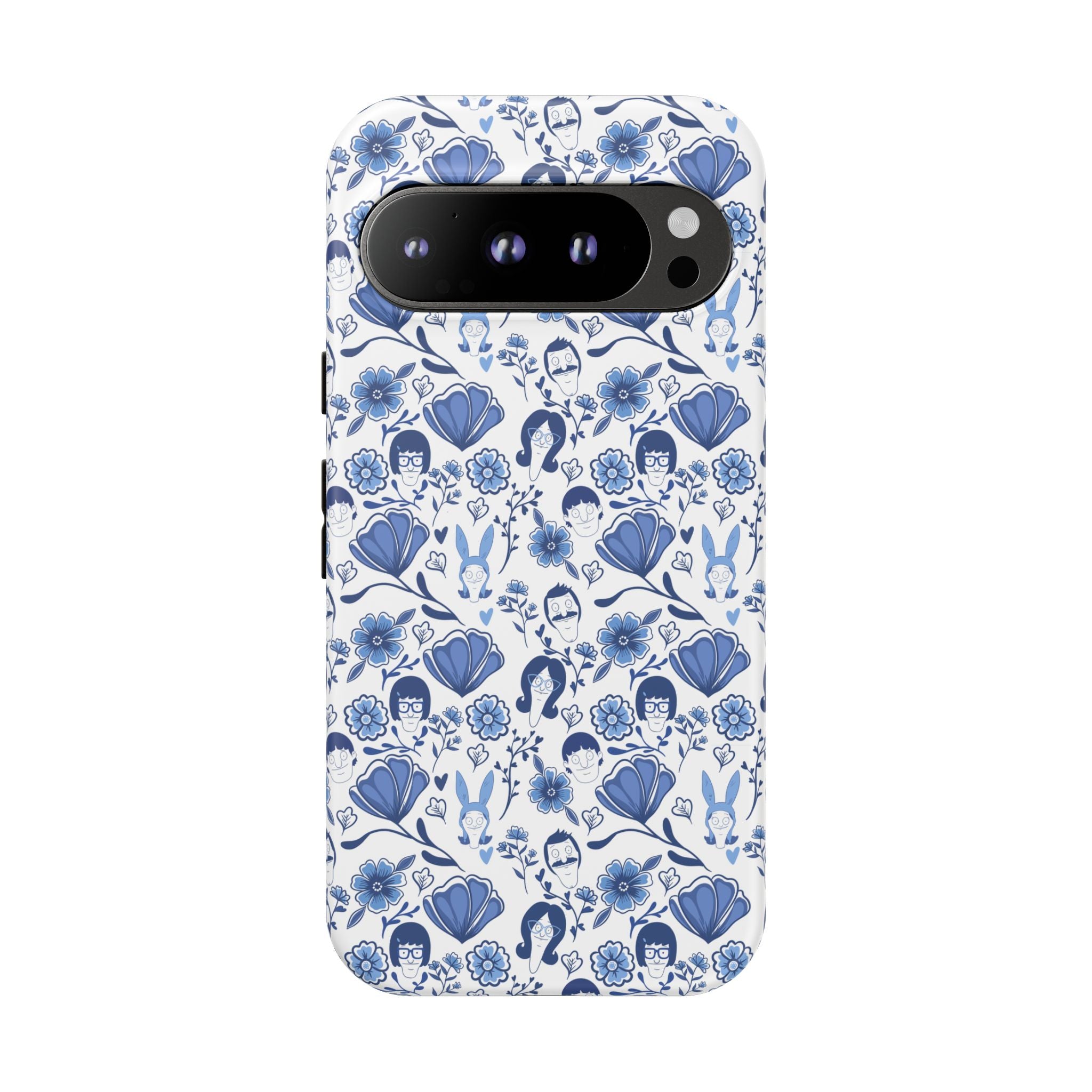 Bob's Burgers Inspired Blue Fine China Floral Tough Phone Case for iPhone, Google, and Samsung