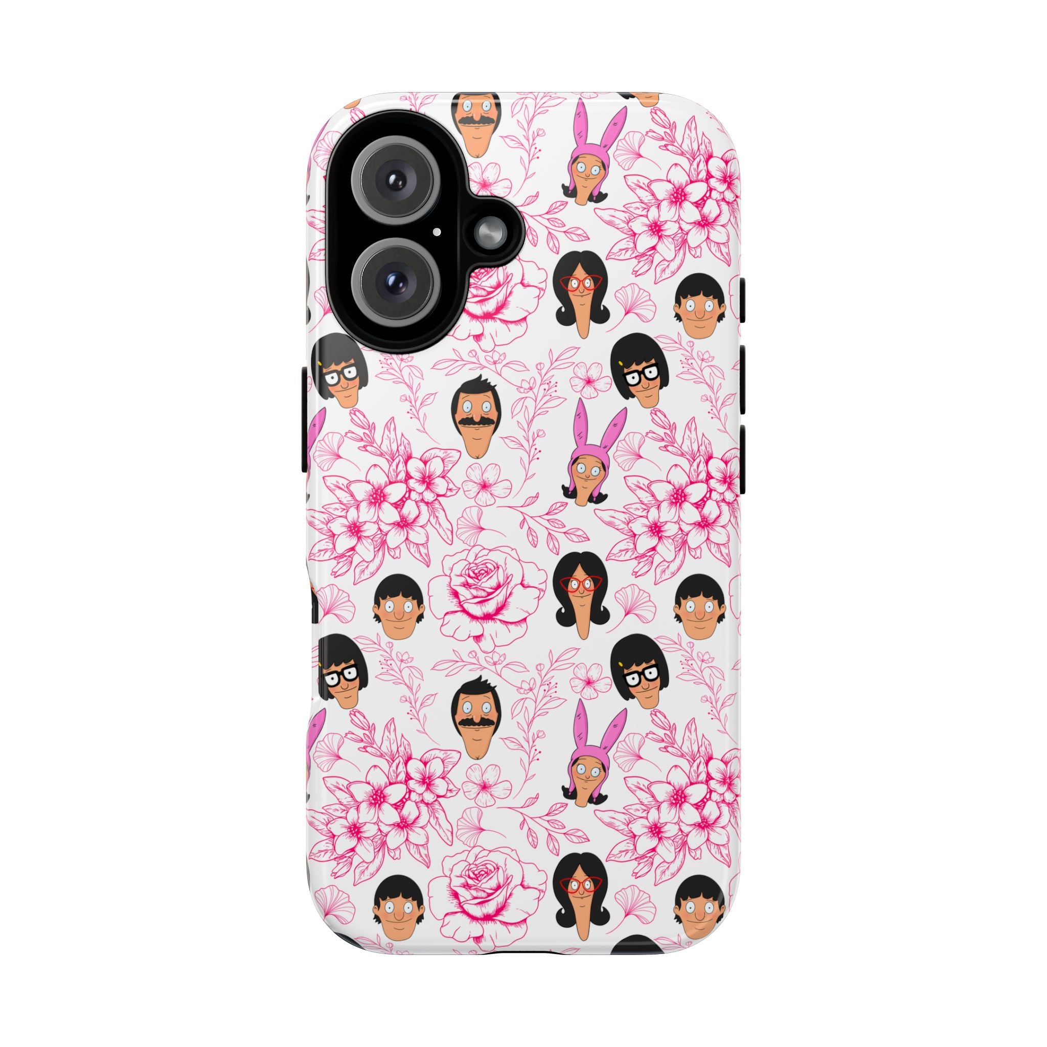 Bob's Burgers inspired Phone Case — Floral Pattern with Character Faces iPhone, Samsung, Google Phones