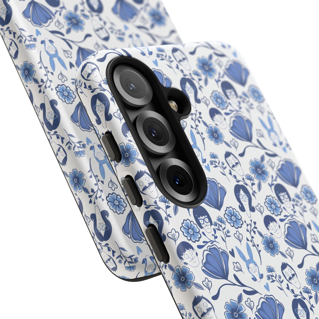 Bob's Burgers Inspired Blue Fine China Floral Tough Phone Case for iPhone, Google, and Samsung
