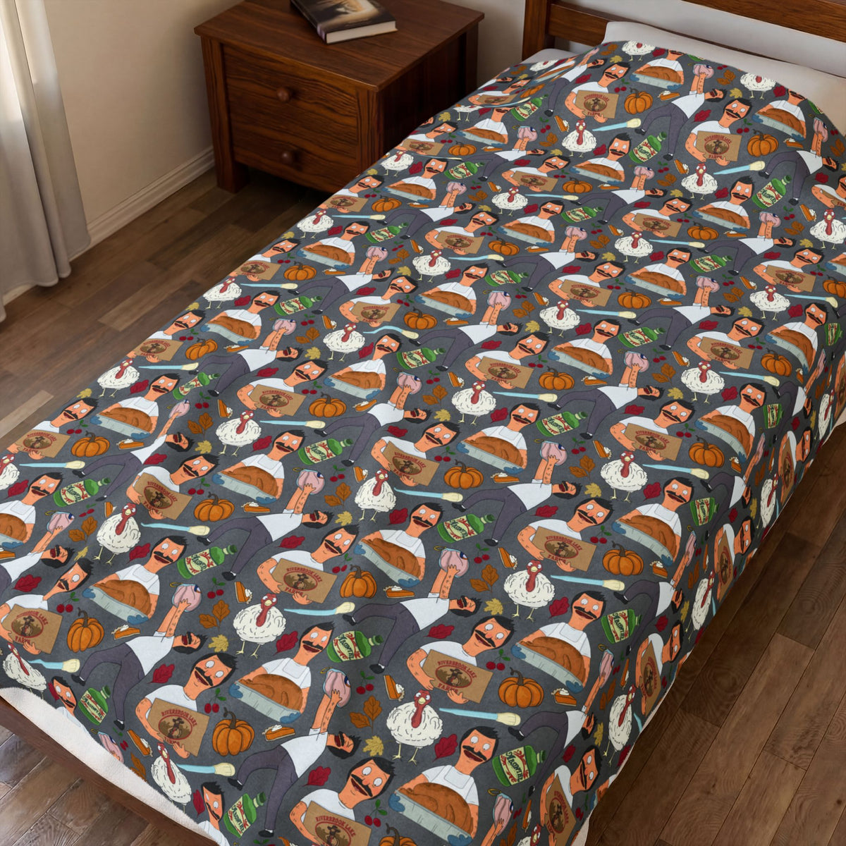 Gray Thanksgiving with Bob Cozy Plush Blanket