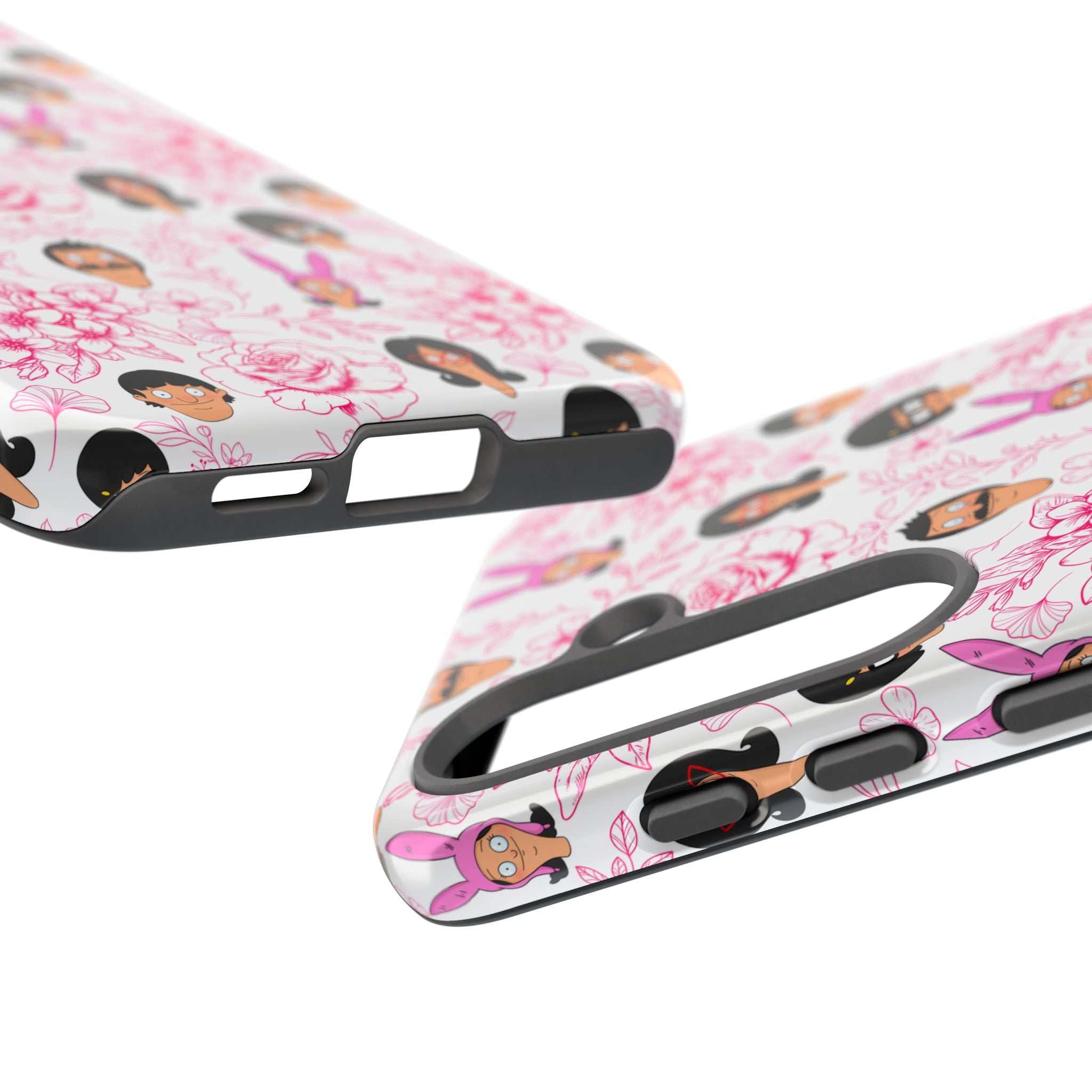 Bob's Burgers inspired Phone Case — Floral Pattern with Character Faces iPhone, Samsung, Google Phones