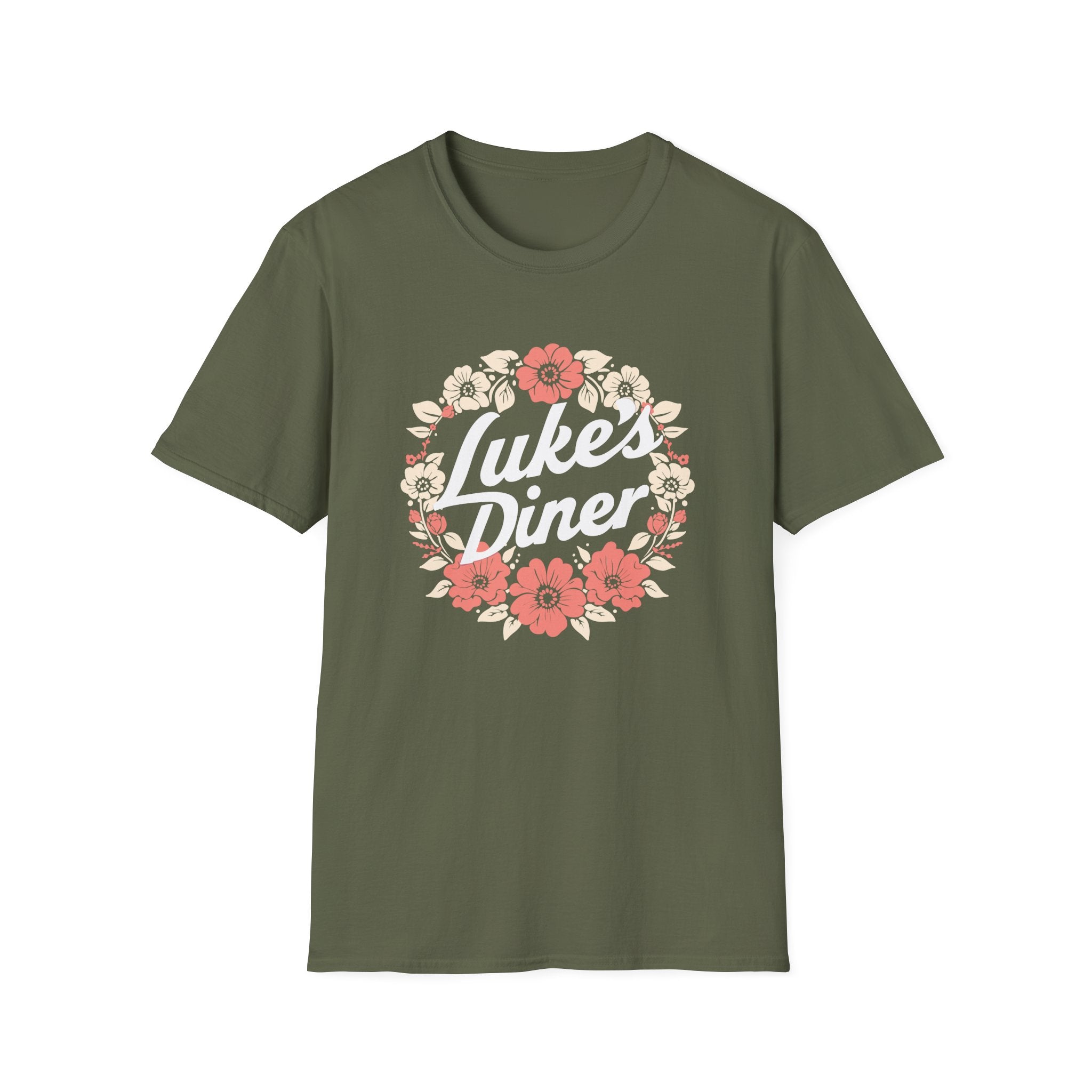 Floral Luke's Diner Inspired T-Shirt, Vintage Cafe Shirt, Gift for Friends, Unisex Casual Tee, Birthday Gift, Cozy Everyday Wear