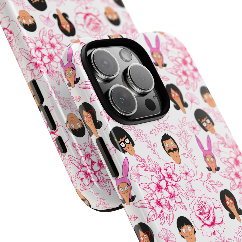 Bob's Burgers inspired Phone Case — Floral Pattern with Character Faces iPhone, Samsung, Google Phones