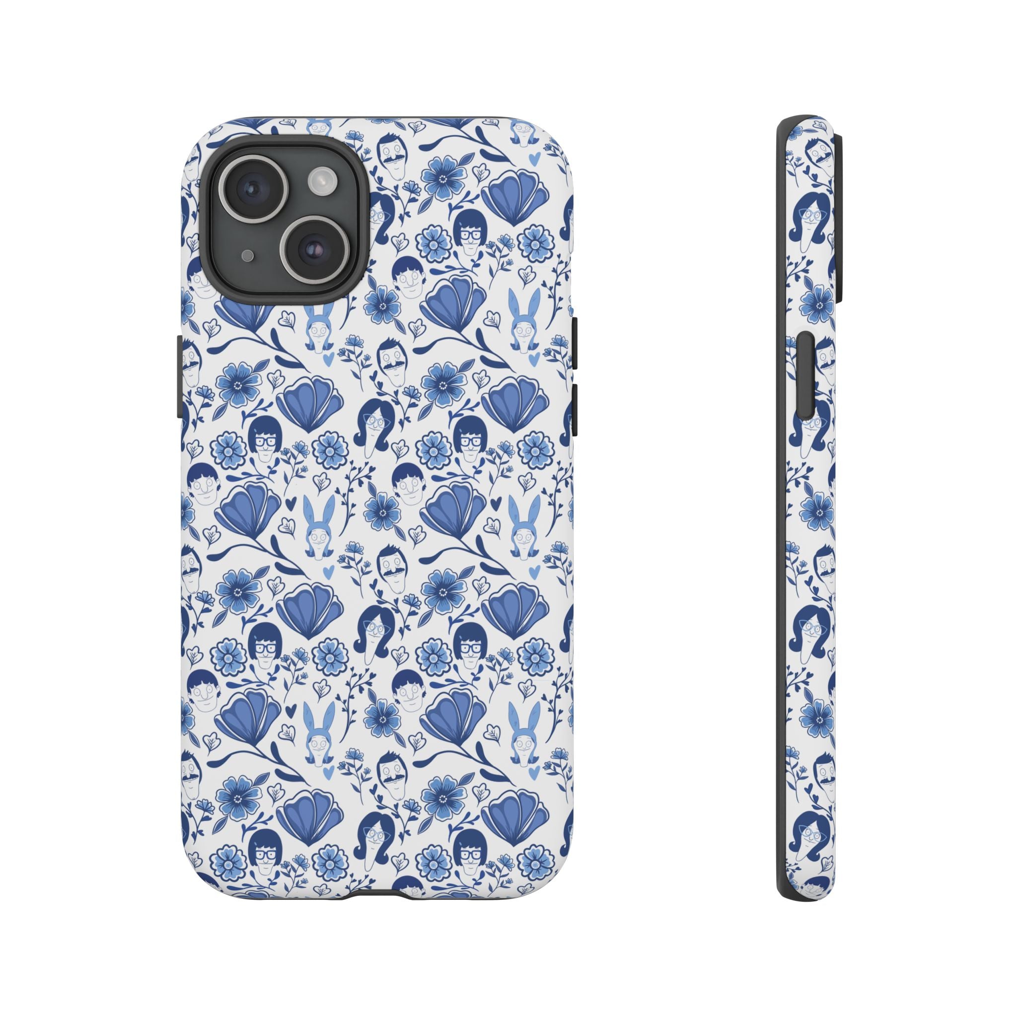 Bob's Burgers Inspired Blue Fine China Floral Tough Phone Case for iPhone, Google, and Samsung
