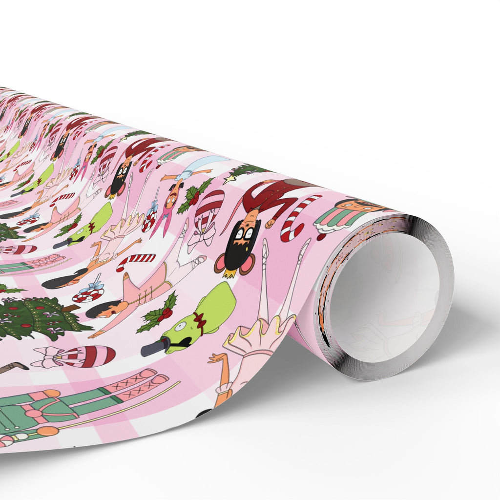 Belcher's Nutcracker Pink Plaid Gift Wrap
