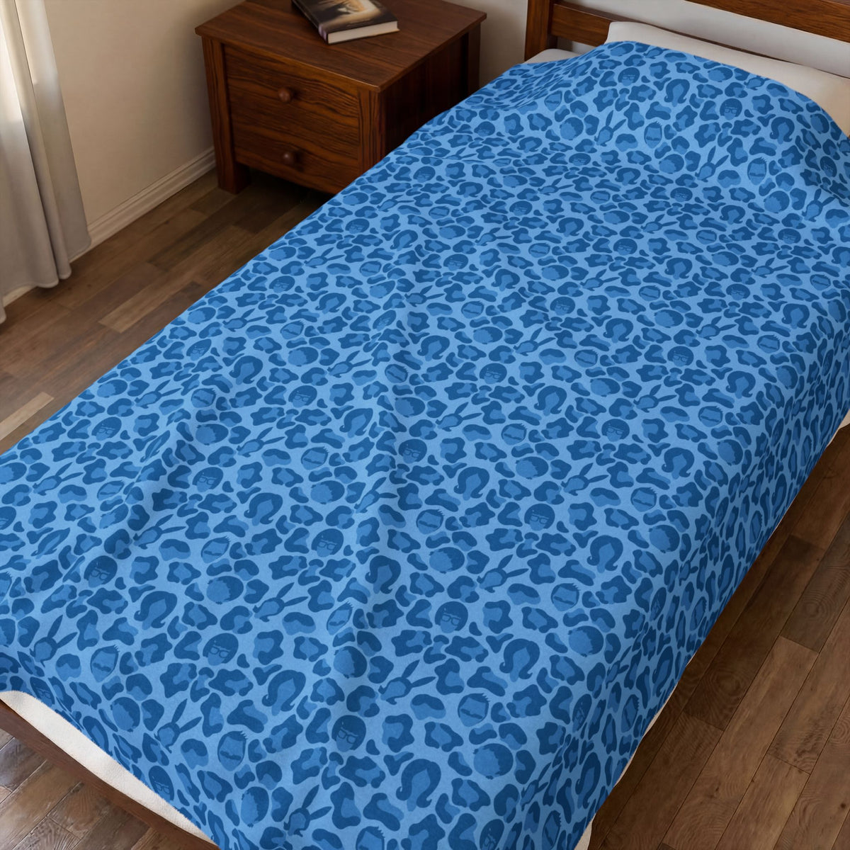 Blue Leopard Print Belchers Plush Blanket