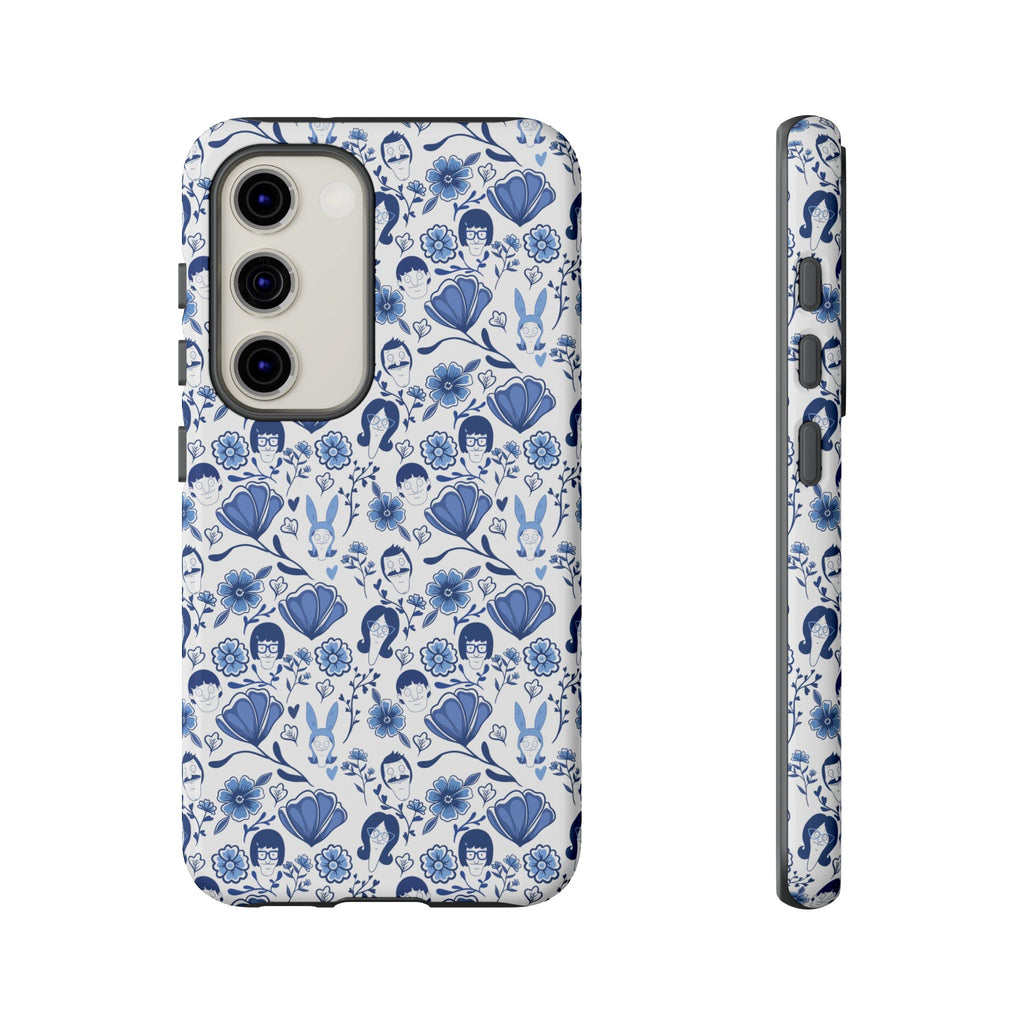 Bob's Burgers Inspired Blue Fine China Floral Tough Phone Case for iPhone, Google, and Samsung