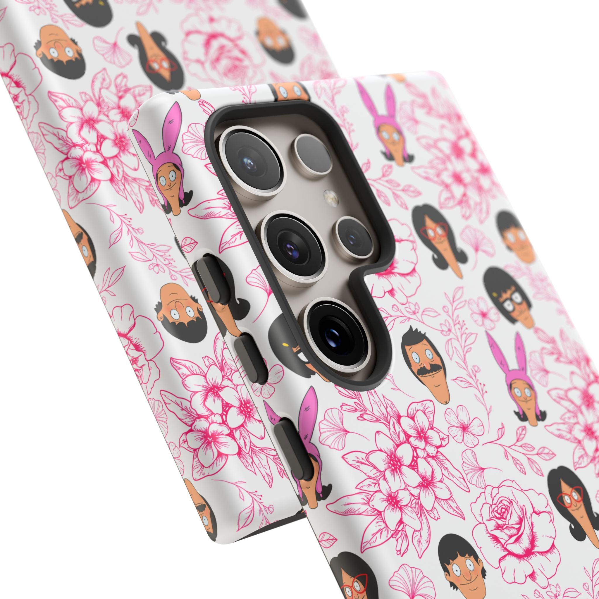 Bob's Burgers inspired Phone Case — Floral Pattern with Character Faces iPhone, Samsung, Google Phones