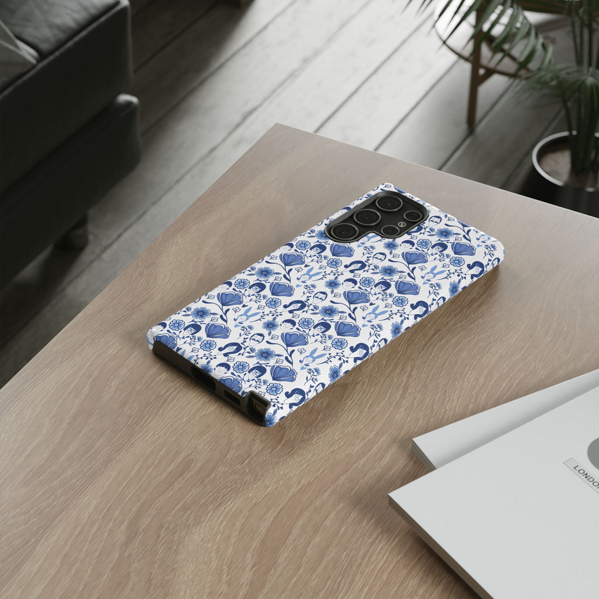Bob's Burgers Inspired Blue Fine China Floral Tough Phone Case for iPhone, Google, and Samsung