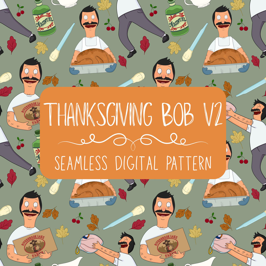Bob's Burgers Inspired Thanksgiving Bob V2 Seamless Digital Pattern