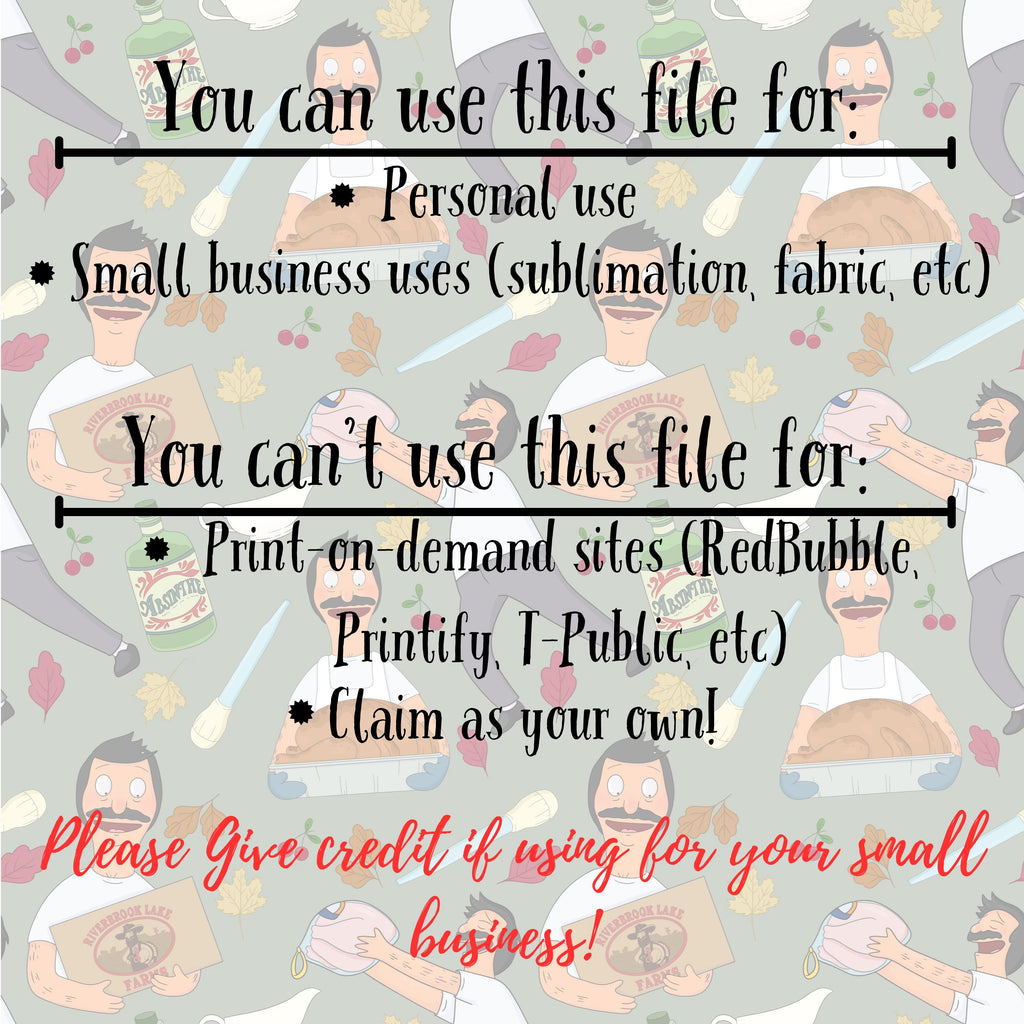 Bob's Burgers Inspired Thanksgiving Bob V2 Seamless Digital Pattern